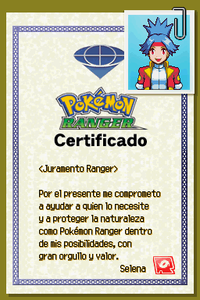Certificado Ranger de Selena.