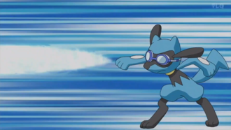 Riolu de Ash usando onda de vacío/onda vacío.