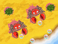 Krabby en la playa en Pokémon Mundo misterioso: Exploradores del tiempo y Exploradores de la oscuridad.