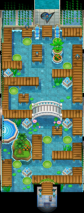 Interior del gimnasio de Ciudad Caolín en Pokémon Negro 2 y Blanco 2