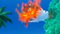 Litten de Ash usando colmillo ígneo.