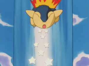 Cyndaquil usando Estrellas/Rapidez.