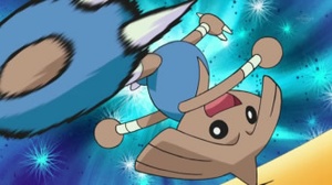 En una escena del episodio se ve que el Hitmontop de una Coordinadora no tiene su pie derecho pintado de azul, sino que lo tiene del mismo color de su piel.