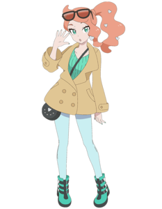Artwork oficial de Sonia en Pokémon: Alas del crepúsculo.