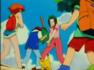 Ruby atacando a Ash creyendo que estaban robando los pomelos