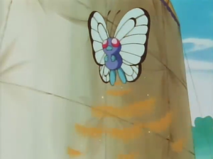 Butterfree de Ash usando Paralizador.