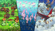 P14 Versión Blanca Pokémon en el agua, tierra, y cielo.png