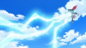 Sneasel de un recluta del Equipo/Team Flare usando Rayo de Hielo/Rayo Hielo.