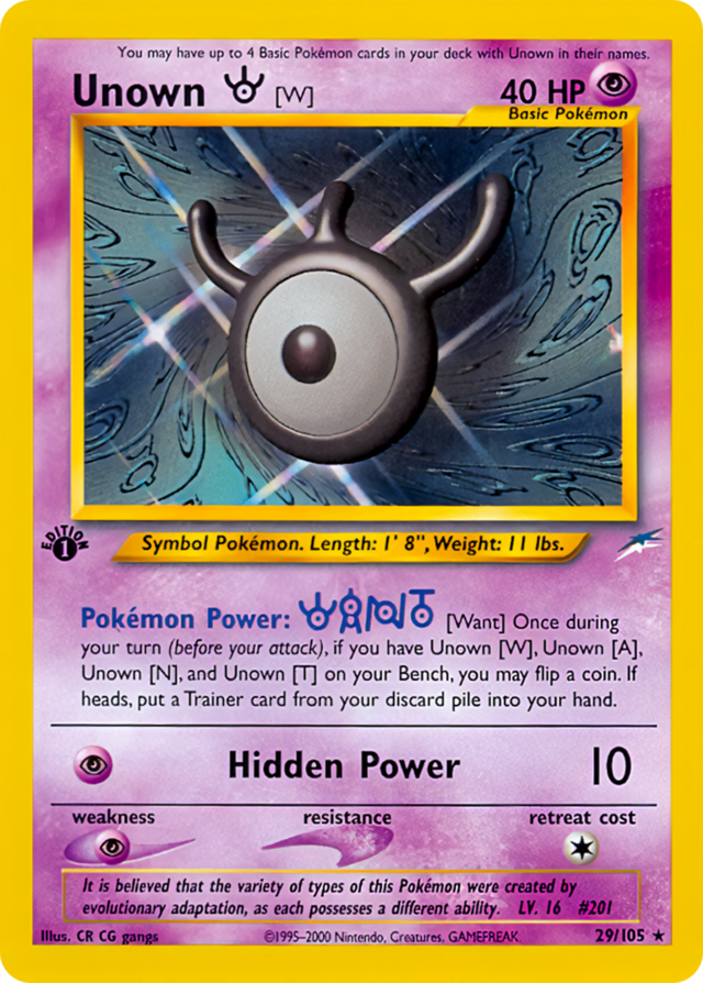 Unown W (Neo Destiny TCG) - WikiDex, la enciclopedia Pokémon