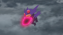 Mega-Sableye de Ult usando golpe mordaza.