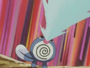 Poliwag usando pistola agua.