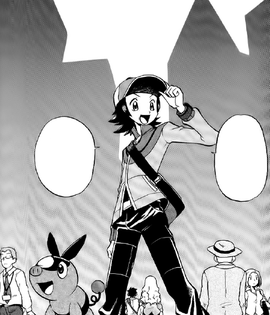 Black/Negro y Tepig llegan a Ciudad Porcelana y se sorprenden al verla.