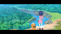 Diana al inicio de su viaje, con Growlithe.