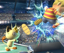 Meowth usando día de pago en Brawl.