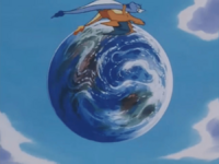 Charizard usando movimiento sísmico.