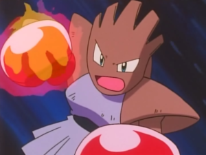 Hitmonchan de Roger usando puño fuego.