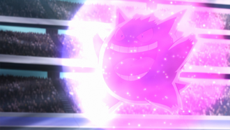 Gengar de Ash usando brillo mágico.