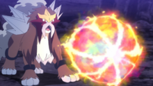 Entei salvaje usando fuego sagrado.