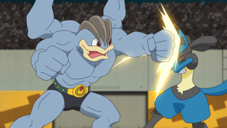 Machamp de Bea/Judith usando puño bala.