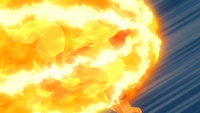 Arcanine de Diana usando envite ígneo/erupción.