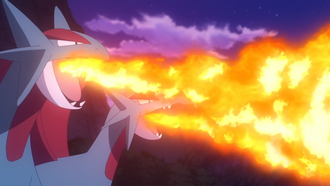 Salamence usando Lanzallamas.