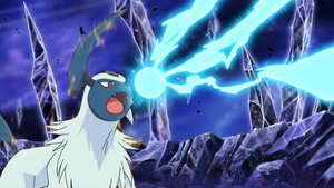 Absol de Samina usando rayo hielo.