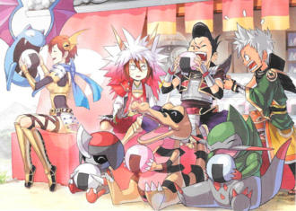 Artwork de Nene junto a Mitsunari, Masanori y Kiyomasa.
