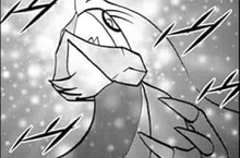 Kyurem negro de Zinzolin/Kyurem negro de Menek usando rayo gélido.