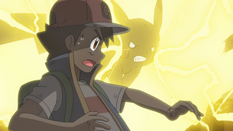 Pikachu de Ash usando rayo.