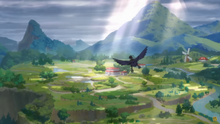 Valle donde aparece un Centro Pokémon.