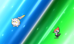 Intercambiando un Pikipek por Togedemaru en Pokémon Sol y Pokémon Luna.