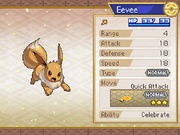 Pantalla de características del Pokémon