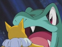 Totodile usando cara susto.