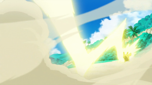 Pikachu de Ash usando rayo.