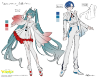 Arte conceptual de Hatsune Miku y KAITO en Ticket Eón.