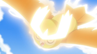 Noctowl de Ash usando ataque aéreo/ataque celestial.