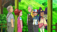 Ellie y Tokuzo despidiéndose de Ash y compañía.