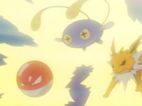 Voltorb y Chinchou usando rayo.