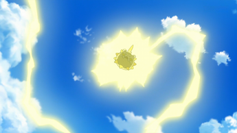 Togedemaru de Sophocles/Chris siendo inmune al Atactrueno/Rayo del Meowth de Matori.