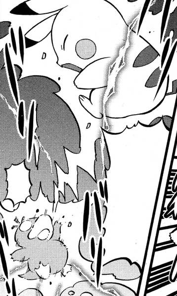 Archivo:Pikachu usando rayo contra Psyduck LGPE manga.png
