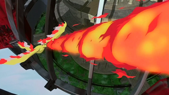 Moltres usando lanzallamas.