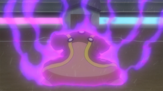 Gastrodon de Cynthia/Cintia usando armadura ácida.