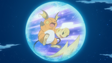 Pikachu de Ash usando cola férrea en un flashback del EP543.