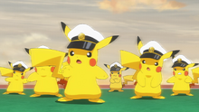 Capitán Pikachu usando doble equipo.