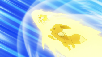 Eevee salvaje ejecutando chispa después de usar copión.