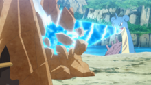 Lapras de Lucius usando hidrobomba.