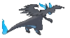 Imagen posterior de Mega-Charizard X en Pokémon X, Pokémon Y, Pokémon Rubí Omega, Pokémon Zafiro Alfa, Pokémon Sol, Pokémon Luna, Pokémon Ultrasol y Pokémon Ultraluna