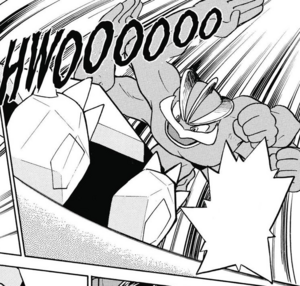 Machamp de Blue/Azul usando golpe karate.