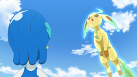 Leafeon usando ataque rápido.