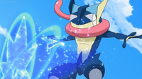 Greninja de Sanpei usando shuriken de agua.